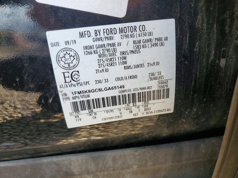 Aukcja sprzedaży 2020 Ford Explorer, vin: 1FM5K8GC8LGA65149, numer aukcji: 72213416