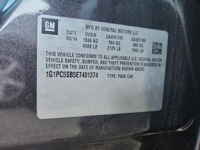 71381946 :رقم المزاد ، 1G1PC5SB5E7401374 vin ، 2014 Chevrolet Cruze مزاد بيع