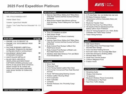 Продаж на аукціоні авто 2025 Ford Expedition, vin: 1FMJU1M89SEA14317, номер лоту: 71542676