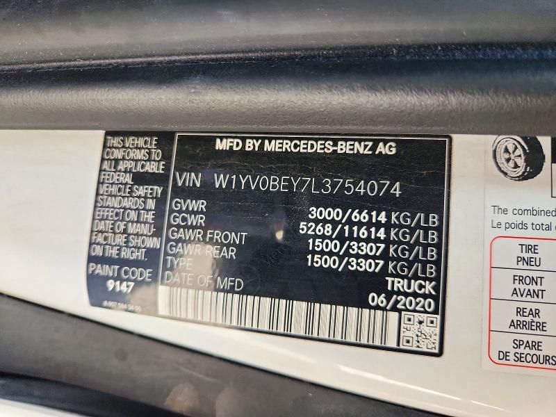 72175486 :رقم المزاد ، W1YV0BEY7L3754074 vin ، 2020 Mercedes-benz Metris مزاد بيع