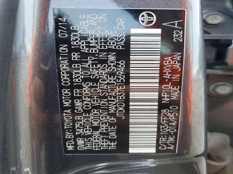 Auction sale of the 2014 Toyota Prius C, vin: JTDKDTB37E1569466, lot number: 71286196