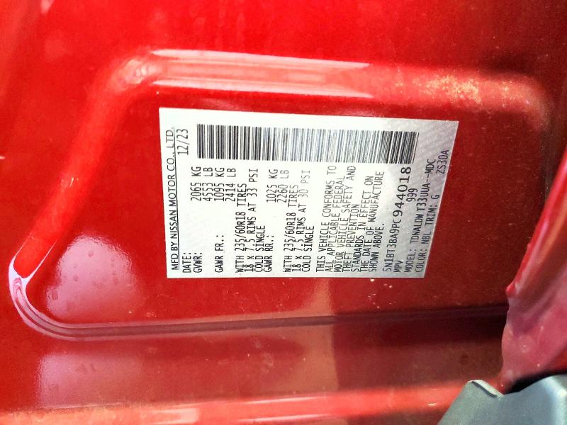 70997986 :رقم المزاد ، 5N1BT3BA9PC944018 vin ، 2023 Nissan Rogue مزاد بيع