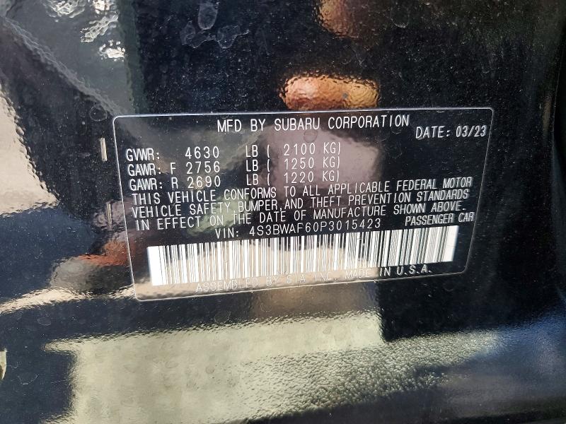 2023 Subaru Legacy მანქანა იყიდება აუქციონზე, vin: 4S3BWAF60P3015423, აუქციონის ნომერი: 71313636