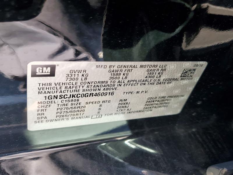 Продаж на аукціоні авто 2016 Chevrolet Suburban, vin: 1GNSCJKC0GR460916, номер лоту: 70140426