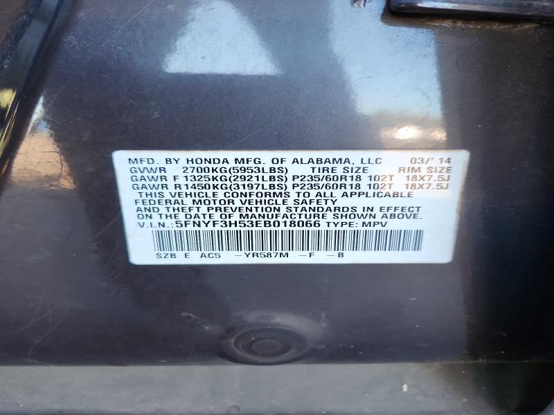 Продажа на аукционе авто 2014 Honda Pilot, vin: 5FNYF3H53EB018066, номер лота: 70608846