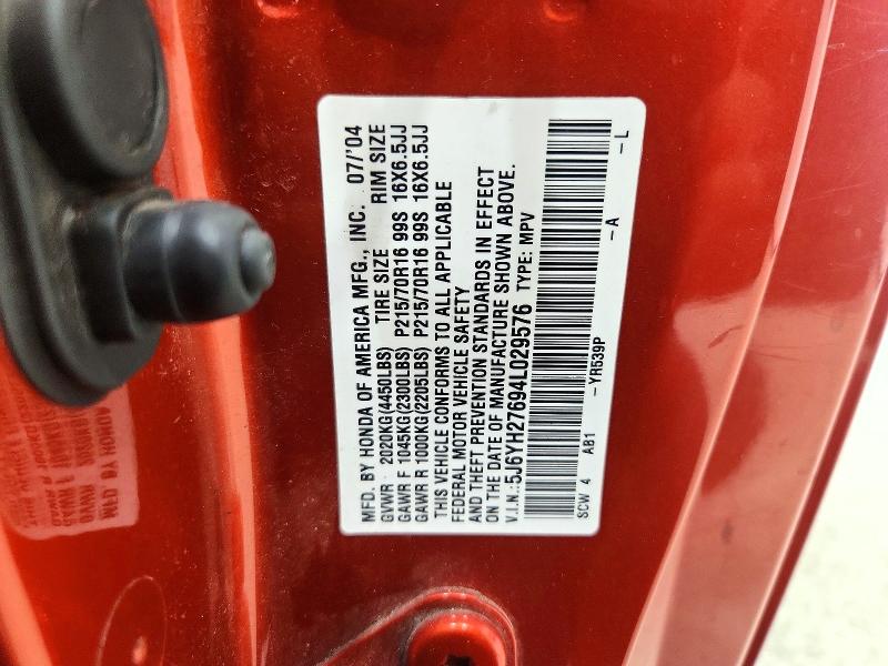 Aukcja sprzedaży 2004 Honda Element, vin: 5J6YH27694L029576, numer aukcji: 72176306