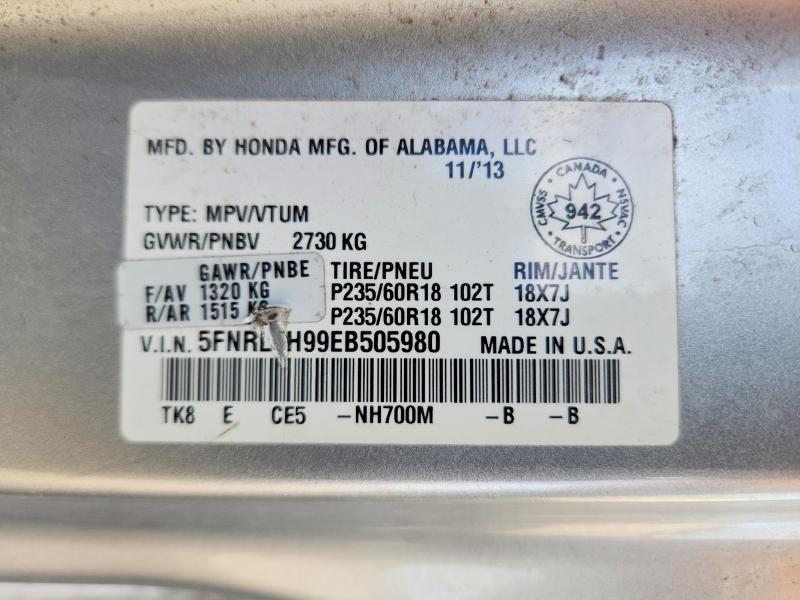 70500466 :رقم المزاد ، 5FNRL5H99EB505980 vin ، 2014 Honda Odyssey مزاد بيع