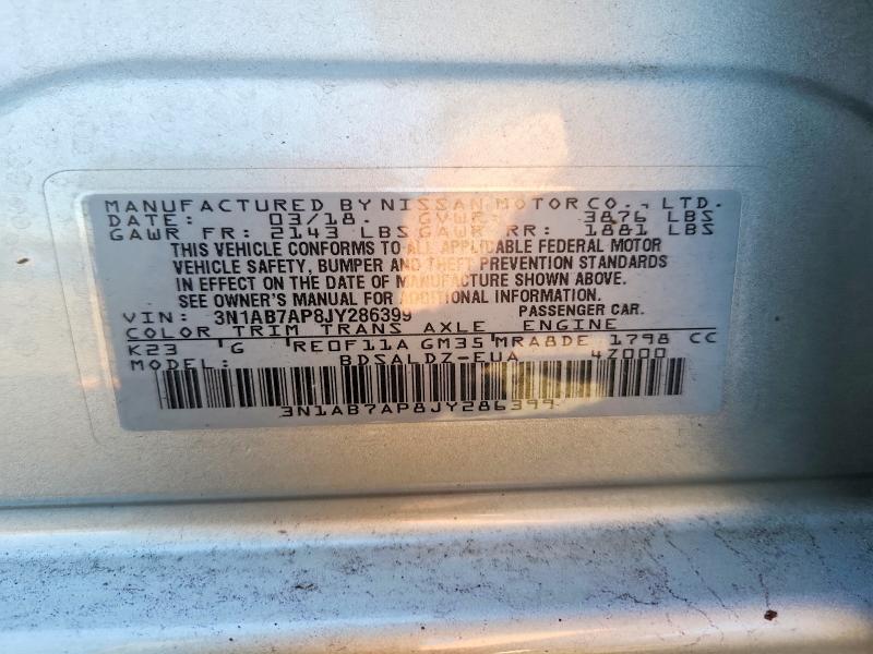 2018 Nissan Sentra მანქანა იყიდება აუქციონზე, vin: 3N1AB7AP8JY286399, აუქციონის ნომერი: 71260266