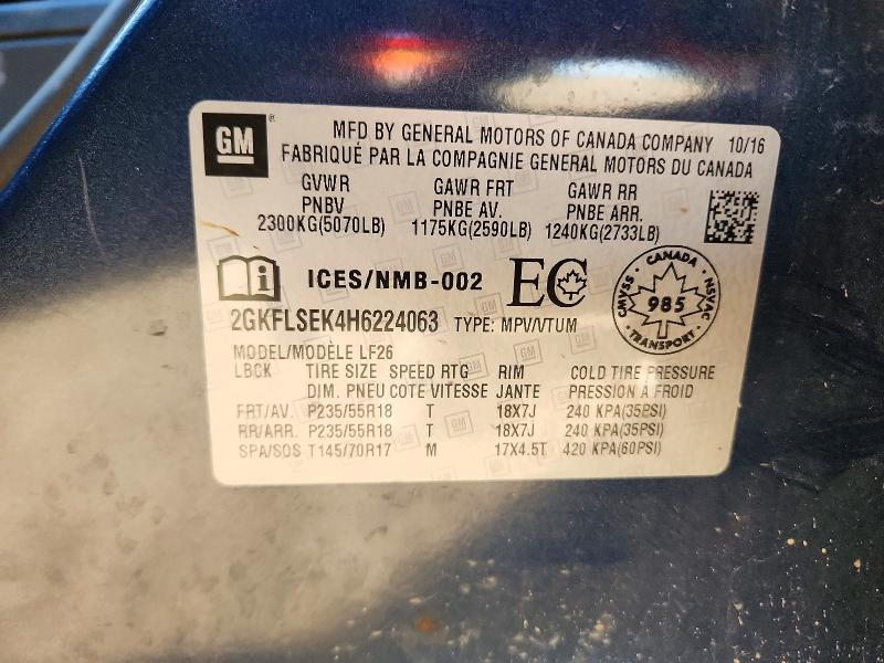 72187886 :رقم المزاد ، 2GKFLSEK4H6224063 vin ، 2017 Gmc Terrain مزاد بيع