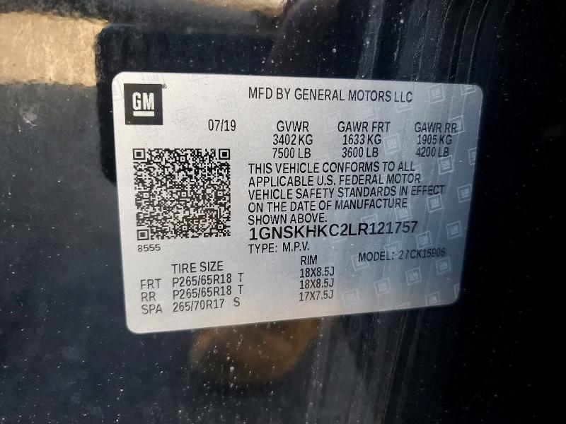Aukcja sprzedaży 2020 Chevrolet Suburban, vin: 1GNSKHKC2LR121757, numer aukcji: 72022426