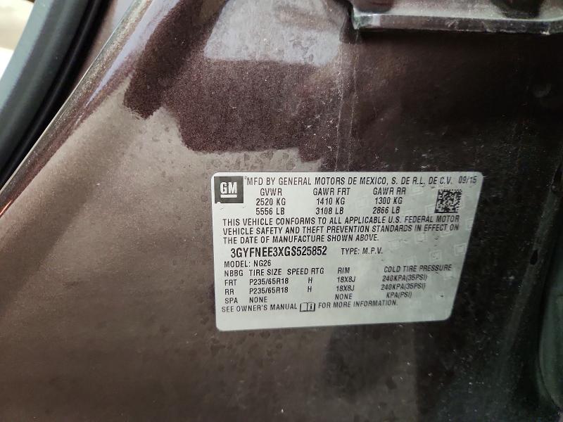 2016 Cadillac Srx მანქანა იყიდება აუქციონზე, vin: 3GYFNEE3XGS525852, აუქციონის ნომერი: 72754396
