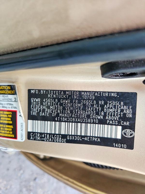 Продаж на аукціоні авто 2010 Toyota Avalon, vin: 4T1BK3DBXAU358910, номер лоту: 71415206