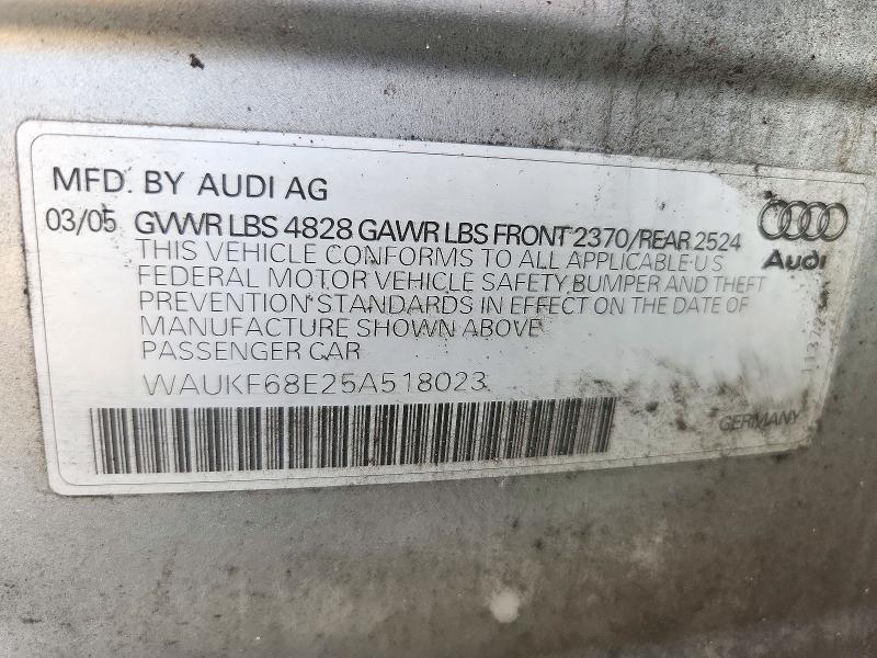 Продаж на аукціоні авто 2005 Audi A4, vin: WAUKF68E25A518023, номер лоту: 72109186