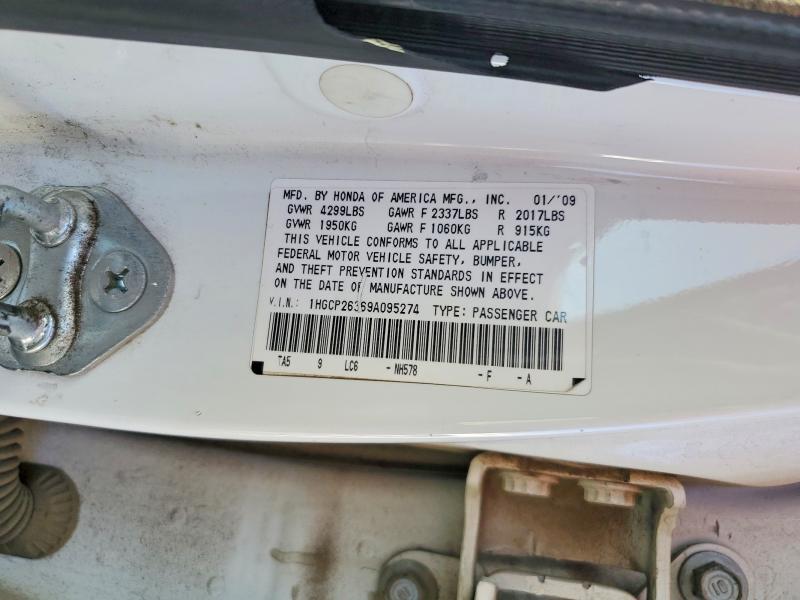 Aukcja sprzedaży 2009 Honda Accord, vin: 1HGCP26369A095274, numer aukcji: 71240576