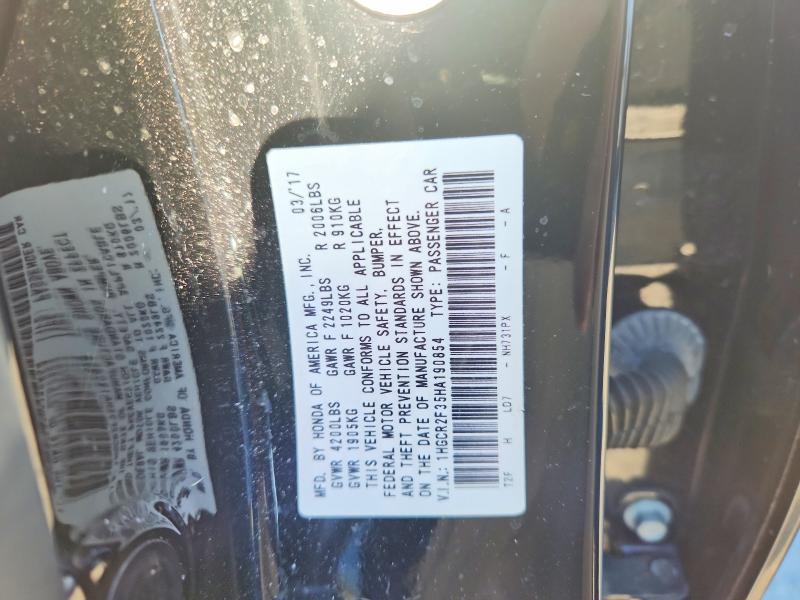 Aukcja sprzedaży 2017 Honda Accord, vin: 1HGCR2F35HA190854, numer aukcji: 71417956