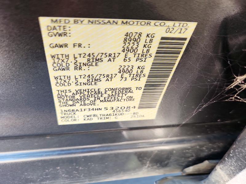 Aukcja sprzedaży 2017 Nissan Titan Xd, vin: 1N6BA1F34HN532084, numer aukcji: 72241696