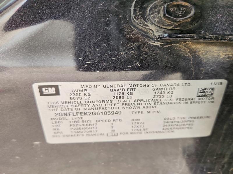 71650366 :رقم المزاد ، 2GNFLFEK2G6185949 vin ، 2016 Chevrolet Equinox مزاد بيع
