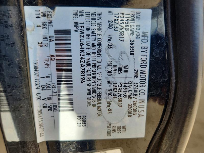 Продаж на аукціоні авто 2004 Ford Explorer, vin: 1FMZU64K34ZA78196, номер лоту: 71284976