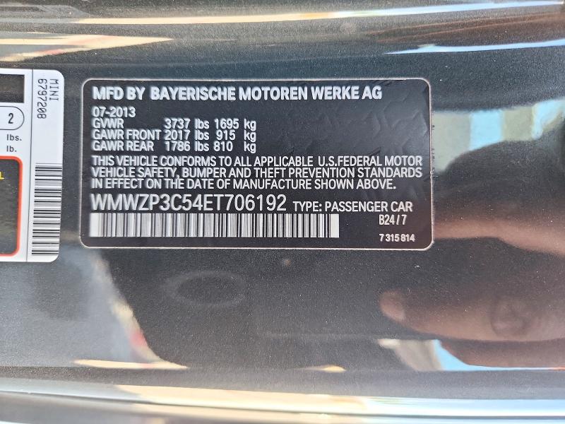 Продажа на аукционе авто 2014 Mini Cooper, vin: WMWZP3C54ET706192, номер лота: 73381106