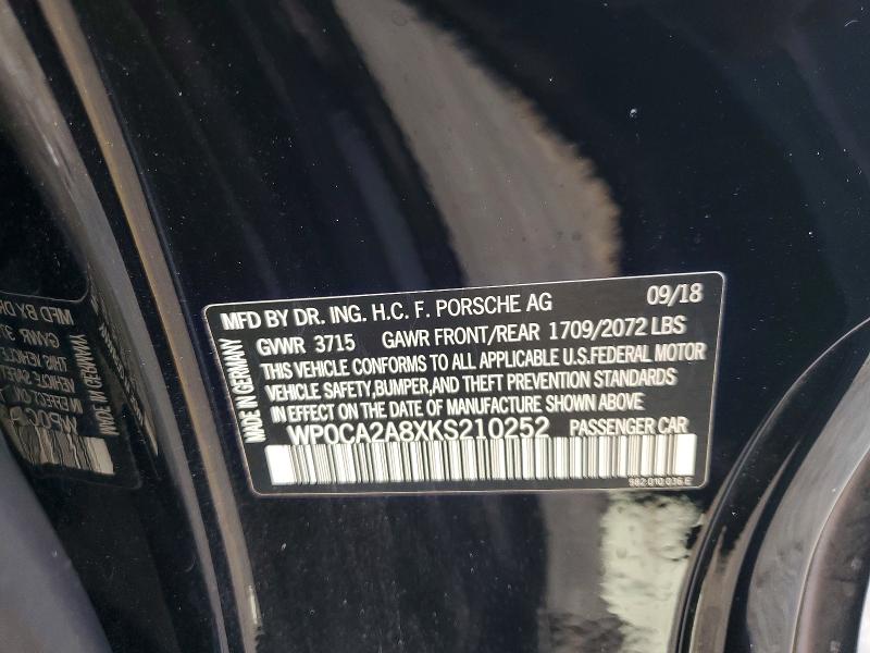 Продаж на аукціоні авто 2019 Porsche Boxster, vin: WP0CA2A8XKS210252, номер лоту: 71303836