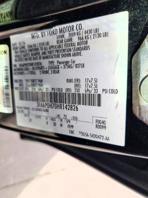 2017 Ford Fusion მანქანა იყიდება აუქციონზე, vin: 3FA6P0H70HR142826, აუქციონის ნომერი: 73645796