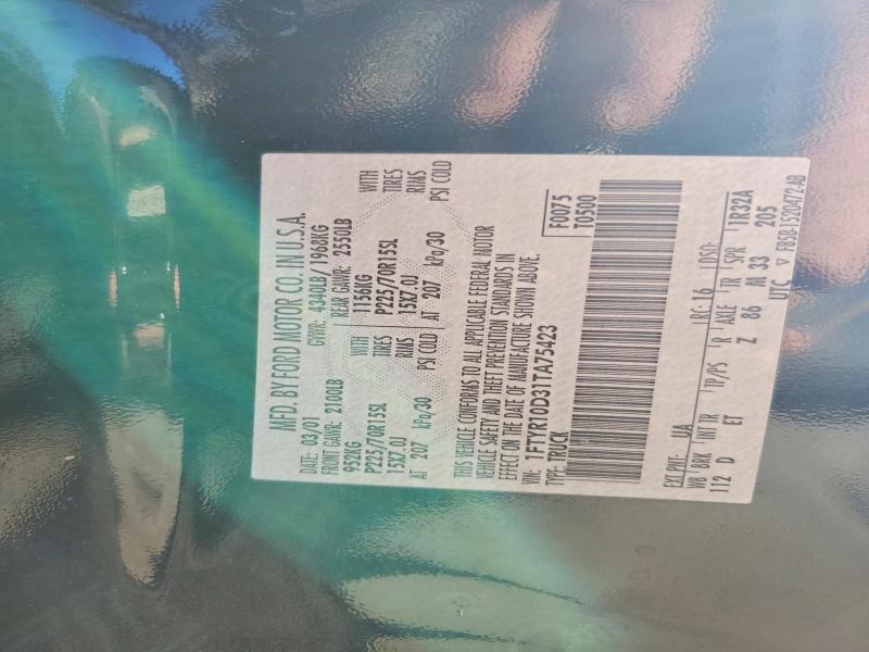 2001 Ford Ranger მანქანა იყიდება აუქციონზე, vin: 1FTYR10D31TA75423, აუქციონის ნომერი: 68381866