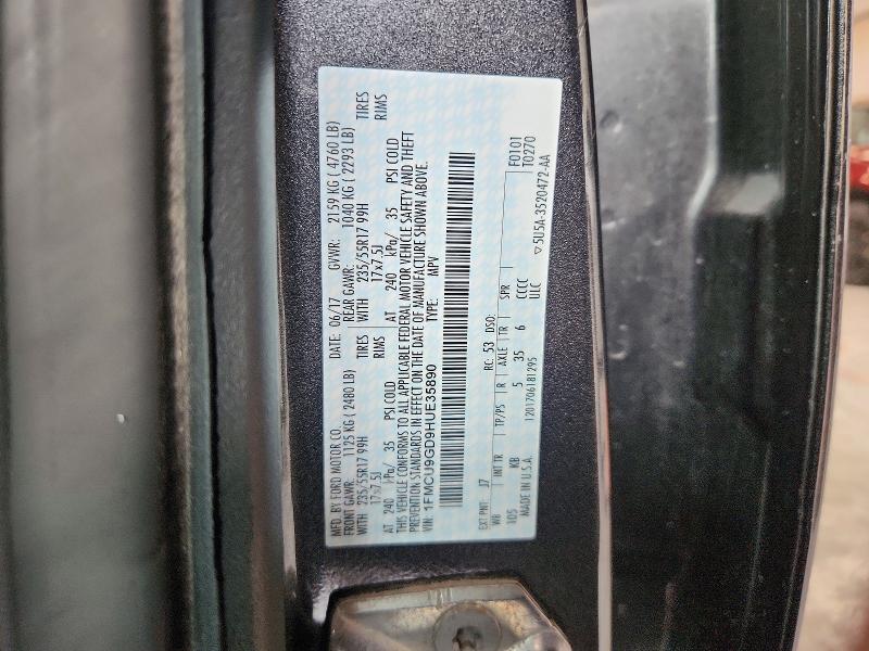 2017 Ford Escape მანქანა იყიდება აუქციონზე, vin: 1FMCU9GD9HUE35890, აუქციონის ნომერი: 72842696