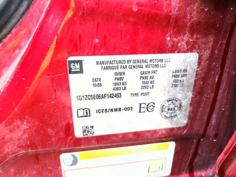 70919606 :رقم المزاد ، 1G1ZC5E06AF142493 vin ، 2010 Chevrolet Malibu مزاد بيع