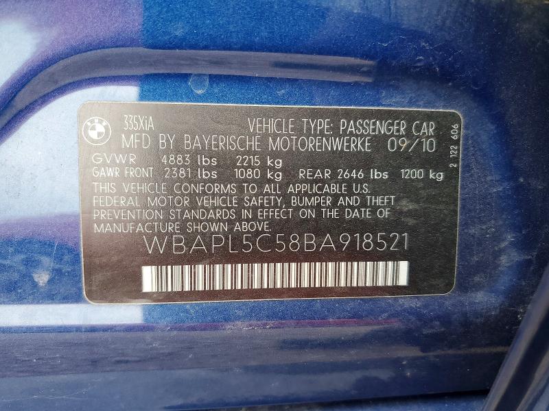 Продаж на аукціоні авто 2011 Bmw 335, vin: WBAPL5C58BA918521, номер лоту: 71353846
