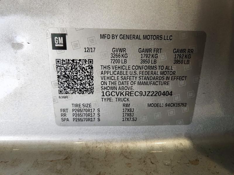 Aukcja sprzedaży 2018 Chevrolet Silverado, vin: 1GCVKREC9JZ220404, numer aukcji: 73232086
