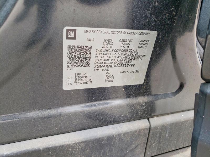 Aukcja sprzedaży 2018 Chevrolet Equinox, vin: 2GNAXNEX3J6316799, numer aukcji: 71426476
