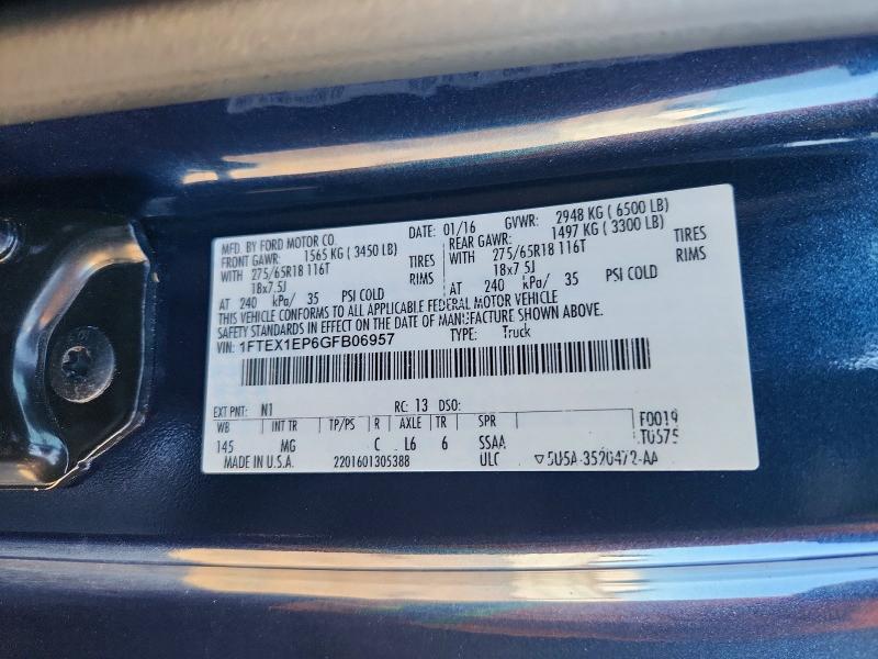 Продаж на аукціоні авто 2016 Ford F150, vin: 1FTEX1EP6GFB06957, номер лоту: 72395556