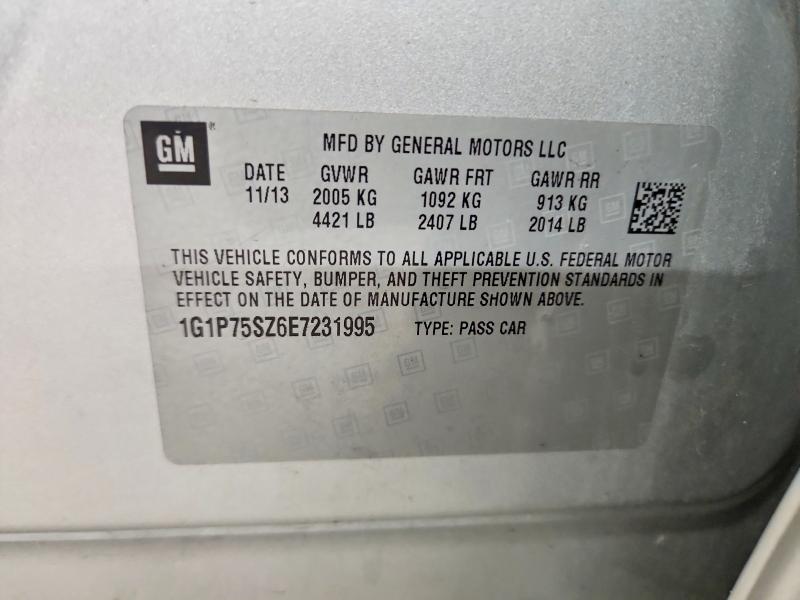 2014 Chevrolet Cruze მანქანა იყიდება აუქციონზე, vin: 1G1P75SZ6E7231995, აუქციონის ნომერი: 71036546
