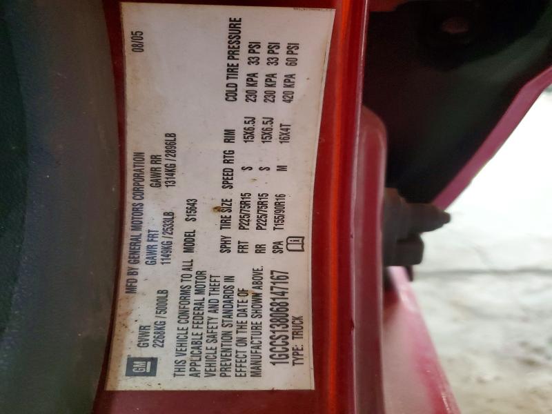 72345606 :رقم المزاد ، 1GCCS138068147167 vin ، 2006 Chevrolet Colorado مزاد بيع