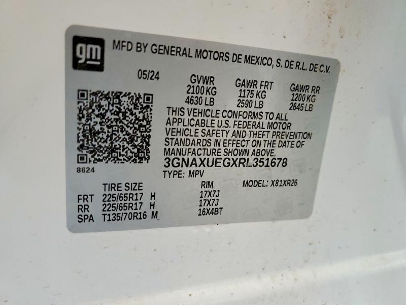 Auction sale of the 2024 Chevrolet Equinox, vin: 3GNAXUEGXRL351678, lot number: 71681366