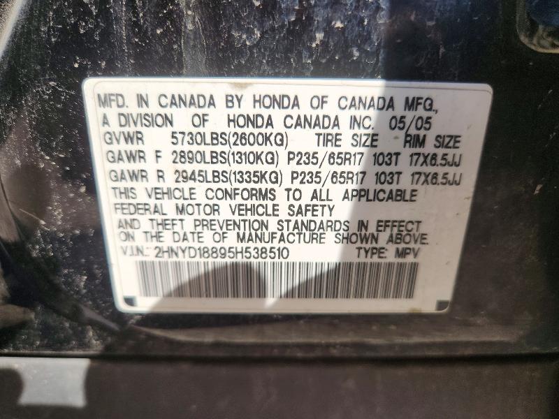 Aukcja sprzedaży 2005 Acura Mdx, vin: 2HNYD18895H538510, numer aukcji: 69620596