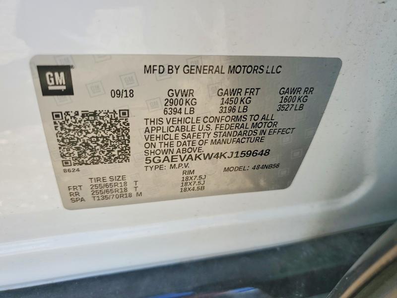2019 Buick Enclave მანქანა იყიდება აუქციონზე, vin: 5GAEVAKW4KJ159648, აუქციონის ნომერი: 71033326