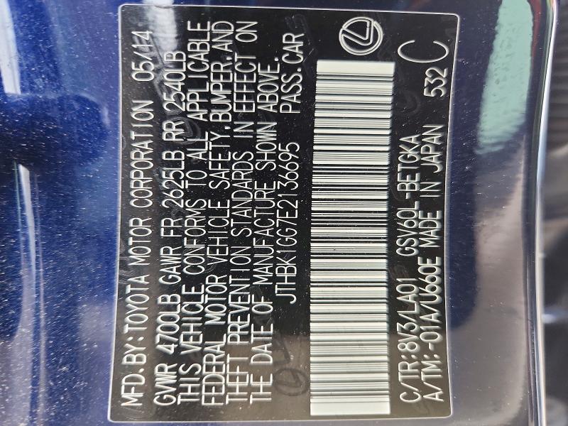 71583826 :رقم المزاد ، JTHBK1GG7E2136695 vin ، 2014 Lexus Es مزاد بيع