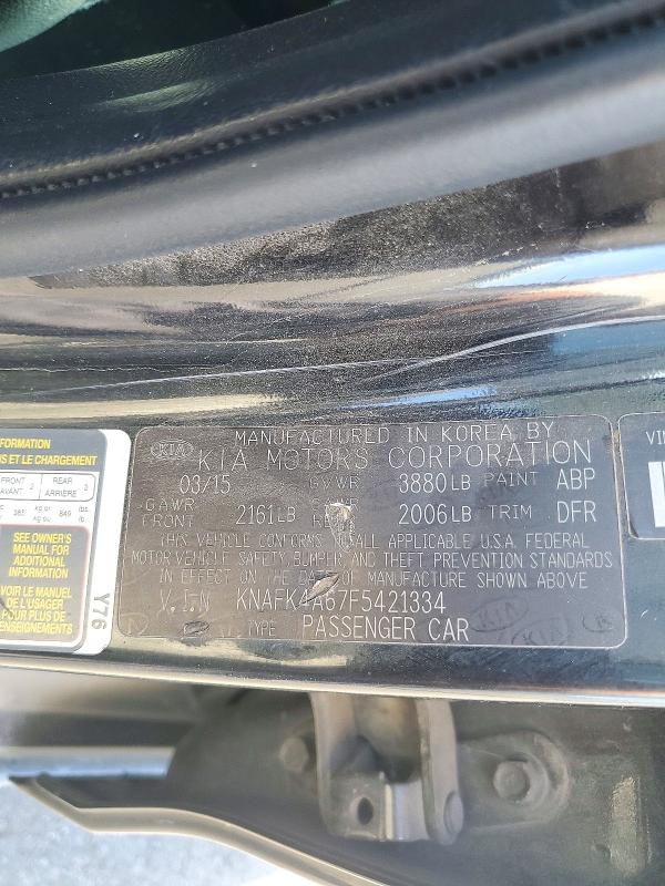 72394536 :رقم المزاد ، KNAFK4A67F5421334 vin ، 2015 Kia Forte مزاد بيع