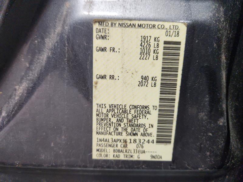 2018 Nissan Altima მანქანა იყიდება აუქციონზე, vin: 1N4AL3APXJC183244, აუქციონის ნომერი: 70478156