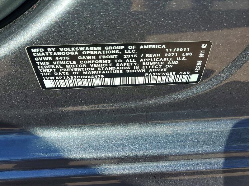 Aukcja sprzedaży 2012 Volkswagen Passat, vin: 1VWAP7A32CC032479, numer aukcji: 70906916