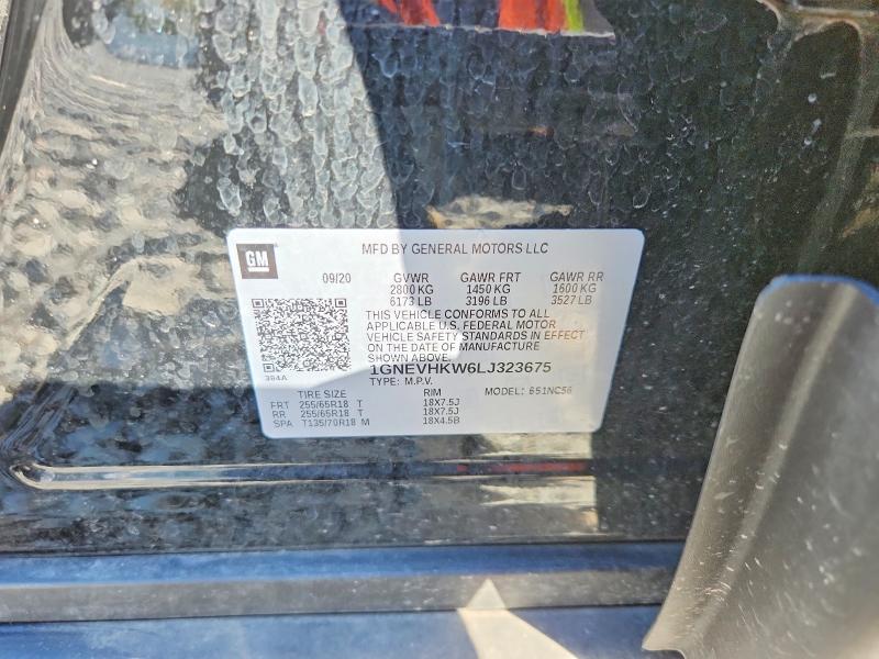 Aukcja sprzedaży 2020 Chevrolet Traverse, vin: 1GNEVHKW6LJ323675, numer aukcji: 71920396
