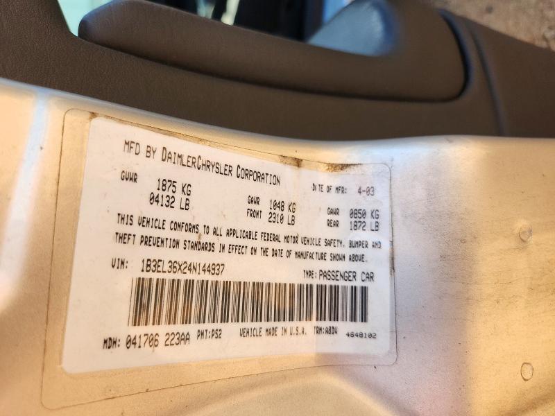 71916446 :رقم المزاد ، 1B3EL36X24N144937 vin ، 2004 Dodge Stratus مزاد بيع
