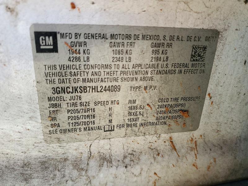 73561546 :رقم المزاد ، 3GNCJKSB7HL244089 vin ، 2017 Chevrolet Trax مزاد بيع
