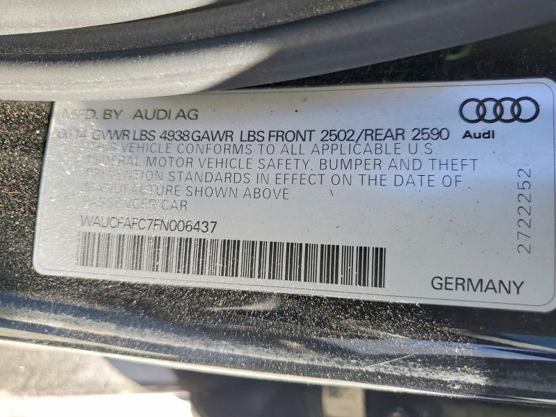 2015 Audi A6 მანქანა იყიდება აუქციონზე, vin: WAUCFAFC7FN006437, აუქციონის ნომერი: 70964696