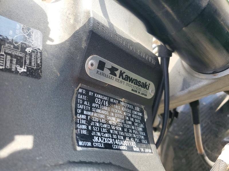 73374056 :رقم المزاد ، JKAZXCR14GA001182 vin ، 2016 Kawasaki Zx1000 مزاد بيع