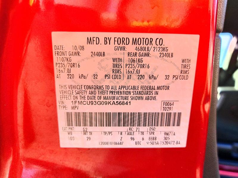 2009 Ford Escape მანქანა იყიდება აუქციონზე, vin: 1FMCU93G09KA56841, აუქციონის ნომერი: 71426926