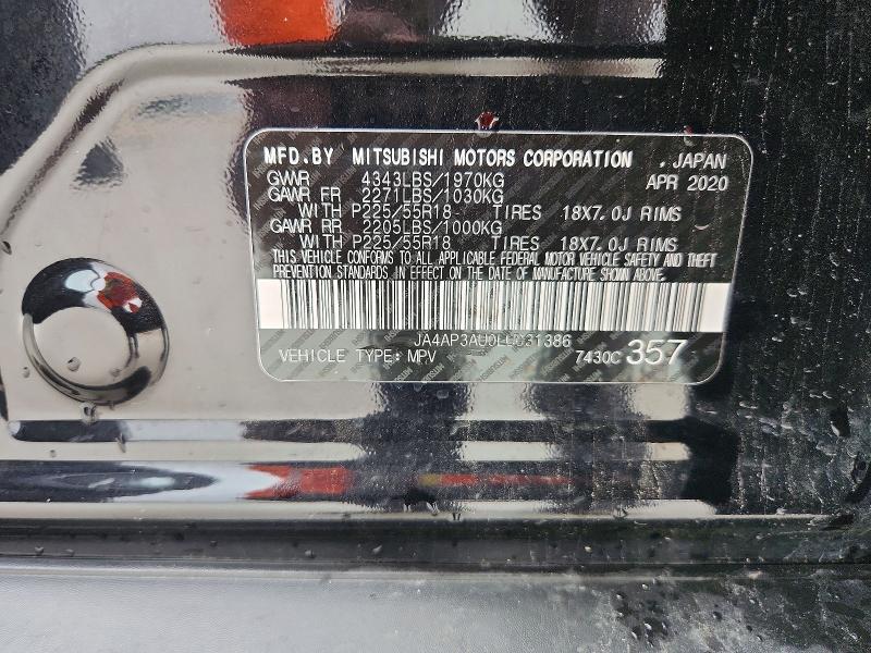 71469666 :رقم المزاد ، JA4AP3AU0LU031386 vin ، 2020 Mitsubishi Outlander Sport مزاد بيع