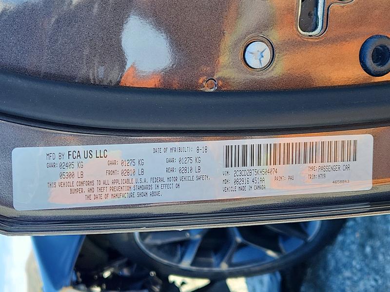 Auction sale of the 2019 Dodge Challenger, vin: 2C3CDZBT5KH504074, lot number: 72995396