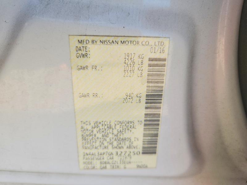 2016 Nissan Altim A მანქანა იყიდება აუქციონზე, vin: 1N4AL3AP7GN327250, აუქციონის ნომერი: 71352046